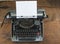 Old typewriter from seventies with paper and copy space