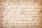 Old undefined abstract handwritten text. Paper texture background