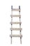 Old uneven homemade wooden ladder isolated on white background with clipping path