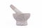 Old used granite stone mortar and pestle are Thai cooking tool on white background food isolated