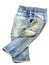 Old used jeans trousers isolated