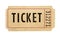 Old used retro vintage brown torn ticket stub isolated