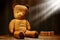 Old and Used Vintage Teddy Toy Bear in Aged Attic