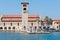 Old Venetian buildings of seaport at Rhodes island, Greece