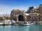 The old Venetian harbour and the Arsenal building in Heraklion, Crete
