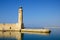 Old venetian lighthouse in city of Rethymno