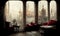 Old Venetian style elegant room , moody atmospher , digital illustration