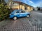 Old very popular Fiat 126p passenger car repainted to resemble a police car. In the years 1944-90 in People`s Poland