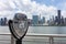 Old Viewfinder along the East River Riverfront with the Manhattan Skyline at Gantry Plaza State Park in Long Island City Queens