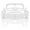 Old vintage american car, vector illustration, lining draw , front