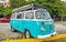 old vintage classic minibuses vans transporters vehicles cars in Mexico