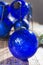 Old vintage cobalt blue Christmas tree balls from glass