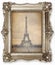Old vintage frame with stylised Eiffel Tower Photo on canvas.