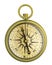 Old vintage gold compass nautical isolated