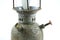 Old or vintage hurricane lamp on white background, Material corrosion of lamp material