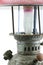 Old or vintage hurricane lamp on white background, Material corrosion of lamp material