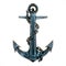 Old vintage iron ship anchor and chain on the white background 3