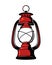 Old, vintage kerosene oil lantern lamp, red color oil lamp, vector illustration.