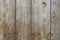 Old vintage knotty nails weathered aged wood fence board