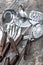 Old Vintage Metal soup ladles and slotted spoon