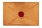Old vintage paper envelope with red sealing wax