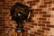 Old vintage projector indoor interior with brick wall