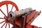 old vintage red gunpowder post-medieval artillery cannon