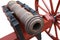 old vintage red gunpowder post-medieval artillery cannon