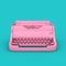 Old Vintage Retro Pink Typewriter in Duotone Style. 3d Rendering