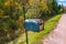 Old vintage roadside mailbox with key, in a rural area during th