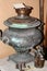 Old vintage samovar. Russian antique samovar for tea.