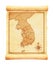 Old vintage South korea map vector illustration