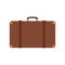 Old vintage suitcase with leather belts, isolated vector illustration in flat cartoon style