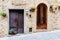 Old vintage town stree, door and window in Volterra