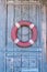 Old vintage wood door with buoy boat ancient retro wooden hut