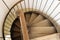 Old vintage wood spiral staircase - top view