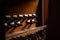 Old Vintage Wooden Pipe Organ Foot Pedal Keyboard Close Up Contrast with Shadows and Notes.