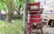 Old vintage wooden red wringer washing machine