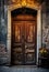 Old vintage wooden ruined door, Ancient wooden door