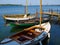 Old vintage wooden sail boats