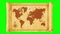 Old vintage world map opening animation movie 4K, MP4. Green background for transparent use