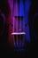 Old Violin Illuminated in Blue and Purple