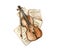 Old violin lies on paper with notes. Perfect for wedding, invitations, blogs, card templates, birthday and baby cards, patterns,