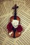 Old violin with musical notes and roses