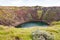 old volcanic crater with Kerid lake in Iceland