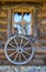 Old wagon wheel on wall