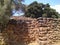 An old wall with beautiful masonry in Tel Dan National Park in Israel.