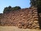 An old wall with beautiful masonry in Tel Dan National Park in Israel.