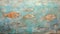 Old wall fresco of fish, damaged vintage mural of animals, ancient art