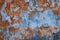 Old wall orange and blue painted dirty texture